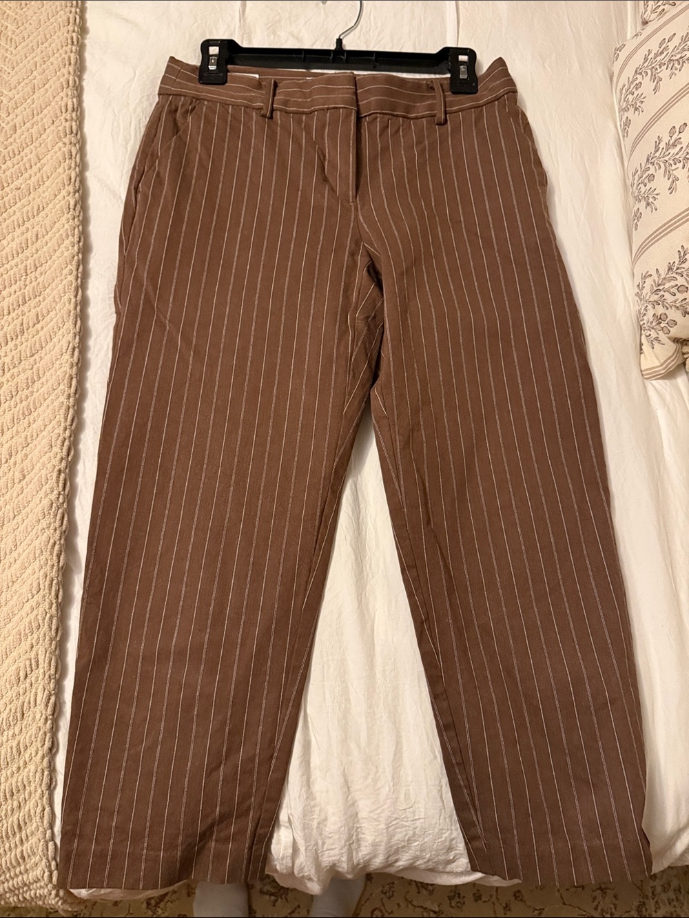 LOFT Brown Pinstripe Dress Pants